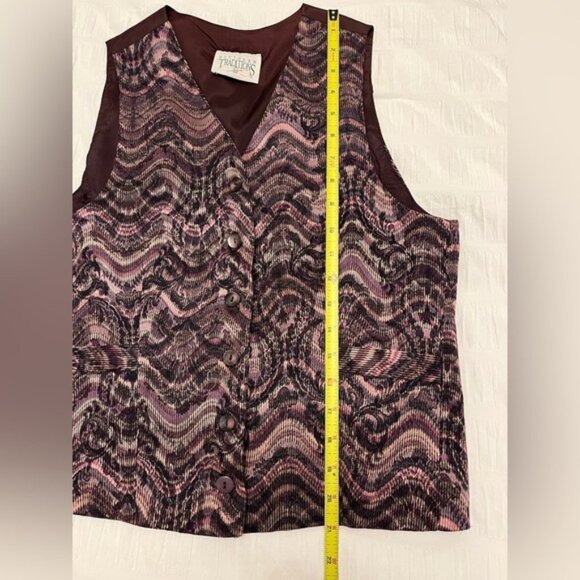 Northern Traditions Vintage Vest Purple Wavy Swirl Pattern Button Front Boho - Picture 5 of 8